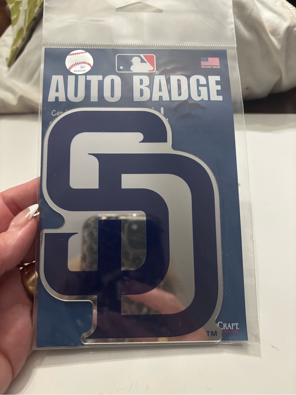 Wincraft San Diego Padres Auto Badge - Navy and Silver